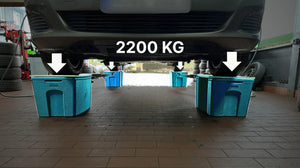 Härtetest mit 2,2t Gewicht auf 4 Boxen