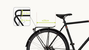 Abmaße des Gepäckträgers für den AEROSTUFFY M Bike oder Porter mit dem AEROSTUFFY M