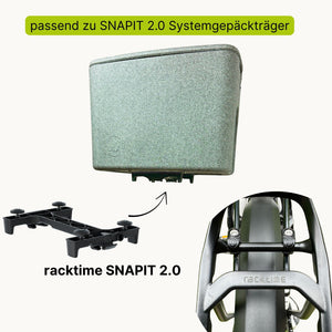 AEROSTUFFY M BIKE in grau mit SnapIt 2.0 Adaptersystem und Gepäckträger