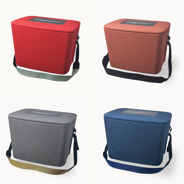 Der AEROSTUFFY M in den Farben Rot, Terracotta, Grau und Blau.