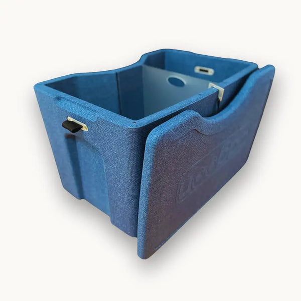 Einkaufskiste L blau geöffnet mit Trennwand