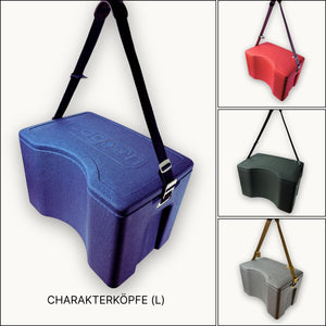 Charakterköpfe des AEROSTUFFY L in schwarz, rot, grau, blau