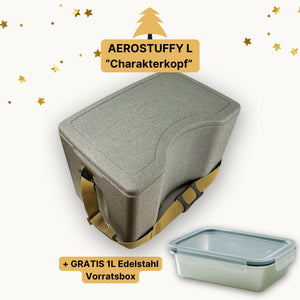 Aerostuffy L Charakterkopf in grau mit Vorratsbox