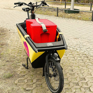 Box in Größe L rot im Lastenrad