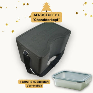 Aerostuffy L Charakterkopf in schwarz mit Vorratsbox