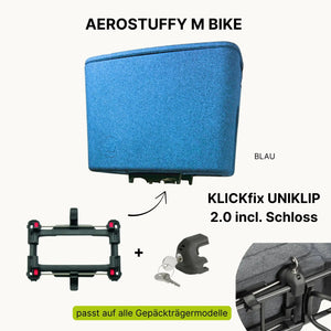 AEROSTUFFY M BIKE in blau mit KLICKfix UNIKLIP 2.0 mit Schloss