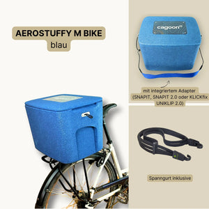 AEROSTUFFY M BIKE in blau auf Radgepäckträger als SET