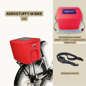 AEROSTUFFY M BIKE in rot auf Radgepäckträger als SET