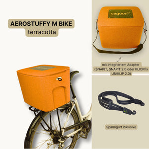 AEROSTUFFY M BIKE in terracotta auf Radgepäckträger als SET