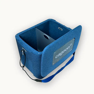 Einkaufsbox Größe M blau geöffnet mit Tragegurt