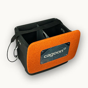Stammkundenangebot mit AEROSTUFFY M in terracotta und schwarz offen mit Gurt