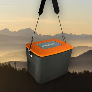 Stammkundenangebot mit AEROSTUFFY M in terracotta und schwarz haengend mit Gurt