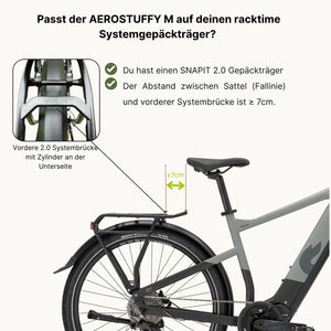 Abmaße Gepäckträger für AEROSTUFFY M auf SNAPIT 2.0 Systeme