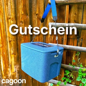 Gutscheinbild mit blauer AEROSTUFFY Box in Größe M