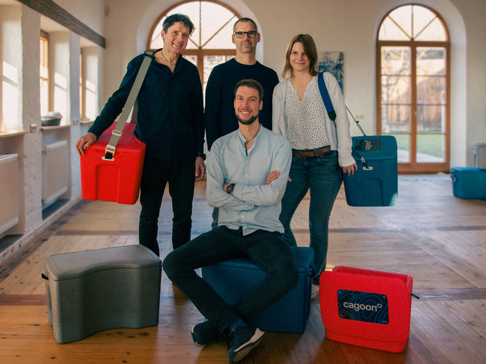 Das CAGOON-Team: Antonio dalle Rive, Walter Könnecker und die Gründer Johannes und Inga Ebert.